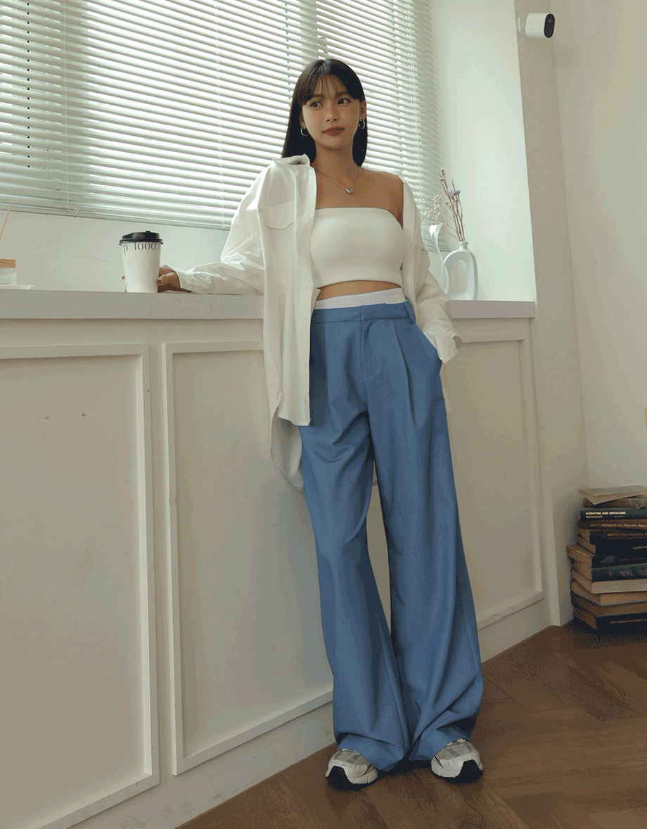 Double Layer Elasticated Pleated Wide Pants