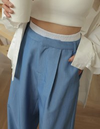 Double Layer Elasticated Pleated Wide Pants