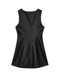 Buttoned Vest Mini Faux Leather Dress