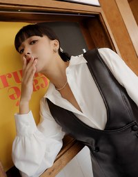 Buttoned Vest Mini Faux Leather Dress
