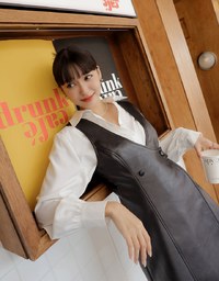 Buttoned Vest Mini Faux Leather Dress