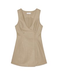 Buttoned Vest Mini Faux Leather Dress