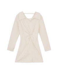 Elegant Open Collar Twisted Mini Dress