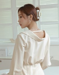 Elegant Open Collar Twisted Mini Dress
