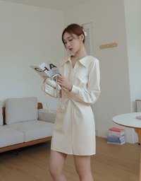 Elegant Open Collar Twisted Mini Dress