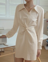Elegant Open Collar Twisted Mini Dress