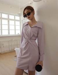 Elegant Open Collar Twisted Mini Dress