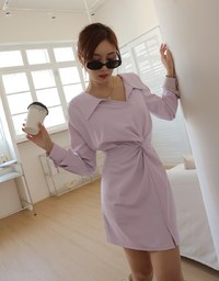 Elegant Open Collar Twisted Mini Dress