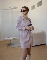 Elegant Open Collar Twisted Mini Dress