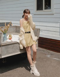 【MEIGO's Design】Thin Strap Pleated Mini Dress (With Belt)