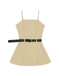 【MEIGO's Design】Thin Strap Pleated Mini Dress (With Belt)