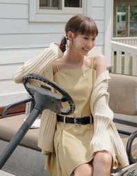 【MEIGO's Design】Thin Strap Pleated Mini Dress (With Belt)