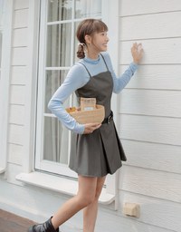 【MEIGO's Design】Thin Strap Pleated Mini Dress (With Belt)