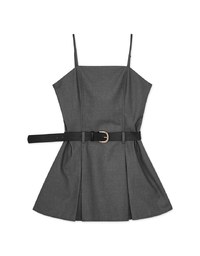 【MEIGO's Design】Thin Strap Pleated Mini Dress (With Belt)