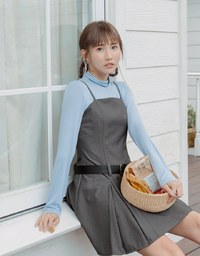 【MEIGO's Design】Thin Strap Pleated Mini Dress (With Belt)