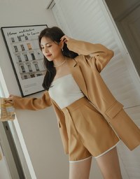 Chic Lapel Double-Button Blazer (With Shoulder Pads)