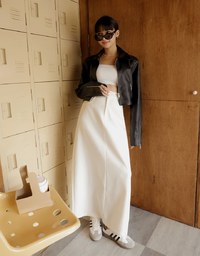 Edgy Chic Faux Leather Zipper Blazer Jacket