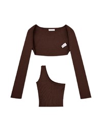 Two Piece One Shoulder Knit Top