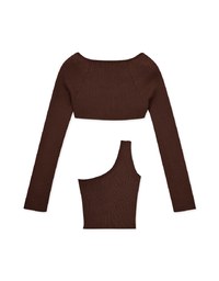 Two Piece One Shoulder Knit Top