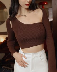 Two Piece One Shoulder Knit Top