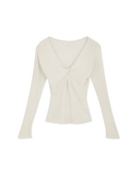 V Neck Twisted Cashmere Knit Top