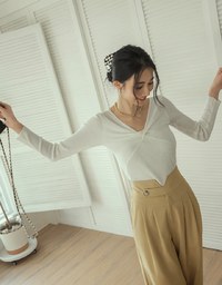 V Neck Twisted Cashmere Knit Top