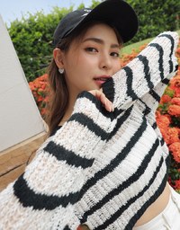Two Tone Cropped Knit Top