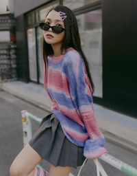 【SHIUAN'S DESIGN】Colorful Two Tone Loose Knit Top