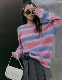 【SHIUAN'S DESIGN】Colorful Two Tone Loose Knit Top