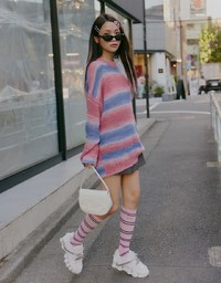 【SHIUAN'S DESIGN】Colorful Two Tone Loose Knit Top