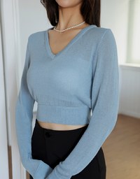 V Neck Knit Long Sleeve Top