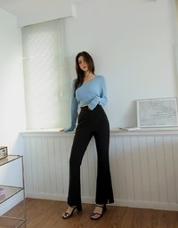 V Neck Knit Long Sleeve Top