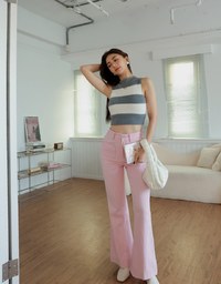 Thick Striped Fleece Knit Tank Top