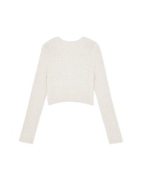 Pearl Button Fluffy Velvet Knit Top Cardigan