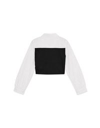Lapel Collar Splice Long Sleeved Top