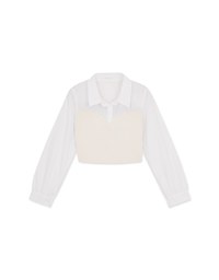 Lapel Collar Splice Long Sleeved Top