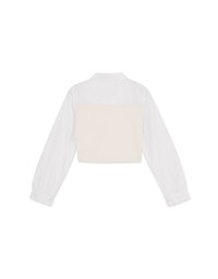 Lapel Collar Splice Long Sleeved Top