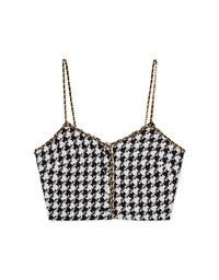 Chic Gold Chain HoundStooth Vest