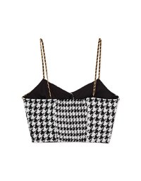 Chic Gold Chain HoundStooth Vest