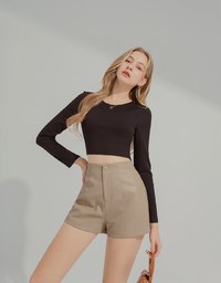 Plain Hollow Round Neck Top (with padding)