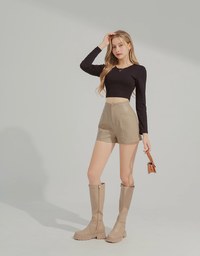 Plain Hollow Round Neck Top (with padding)