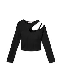 One-shoulder Hollow Knit Top (with padding)