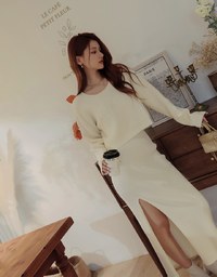 SideSlit Bodycon Wrap Knit Maxi Maxi Long Skirt