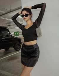 Stylish Bright Faux Leather Skirt