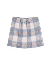 Plush Large Plaid Slit Skirt