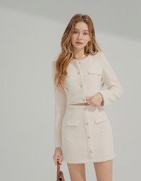 Fluffy Faux Fur Mini Skirt with Elastic Waistband