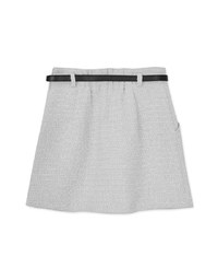 Glitter Tweed Mini Skirt (With Belt)