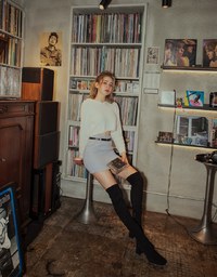 Glitter Tweed Mini Skirt (With Belt)