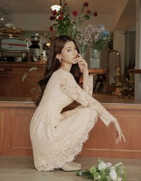 V-Neck Lace Translucent Mini Dress