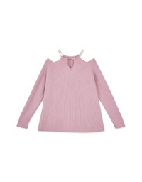 Pearl Chain Off Shoulder Knitted Dress